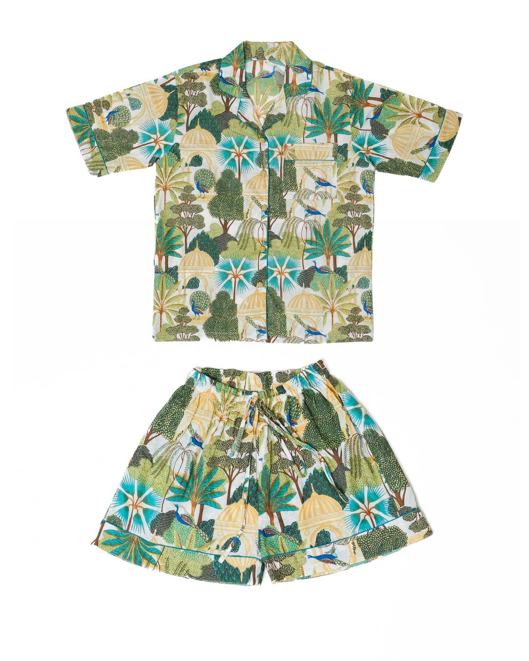 Peacock Temple Short Pajama Set