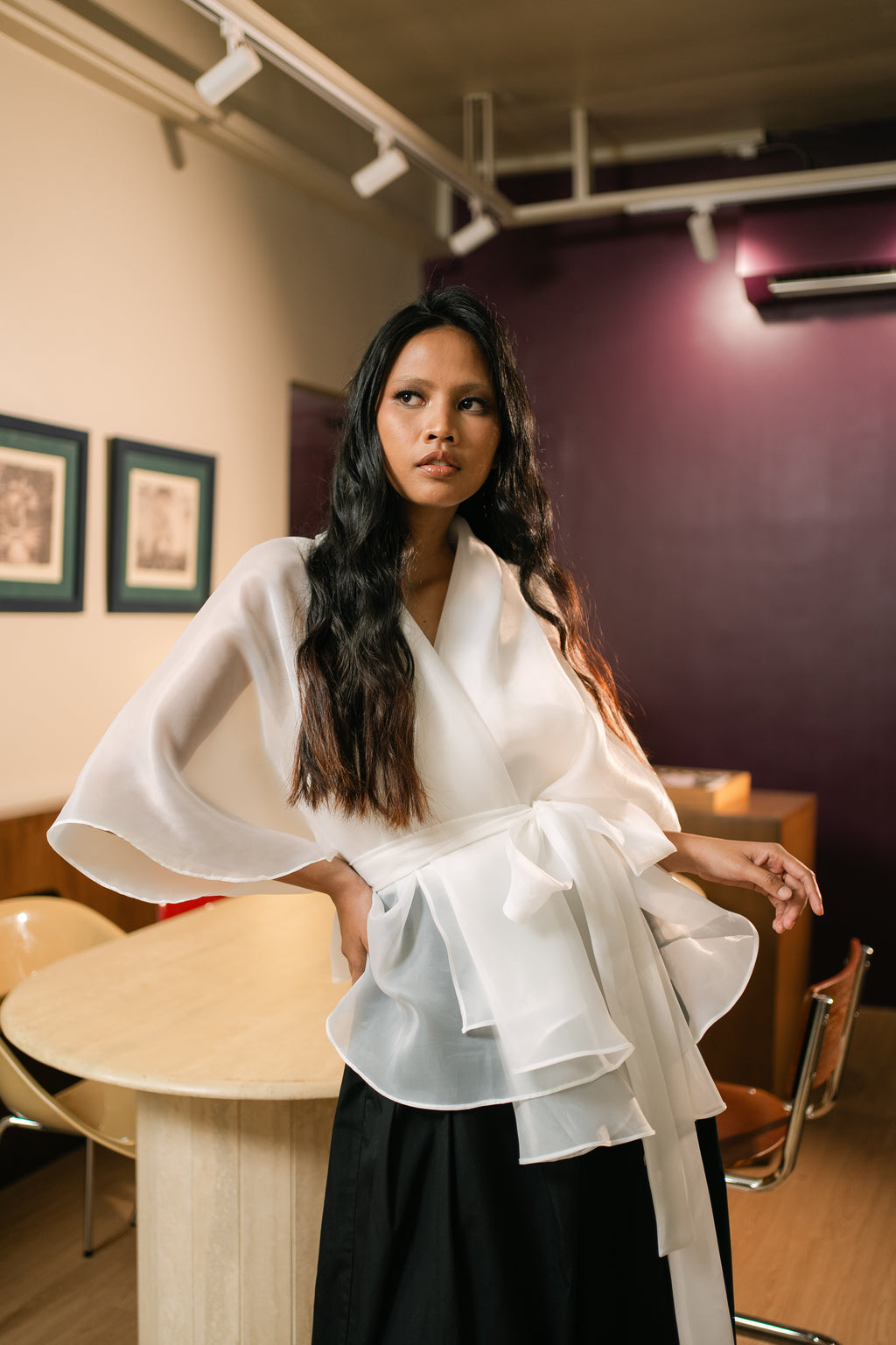 Organza Wrap-Around Blouse