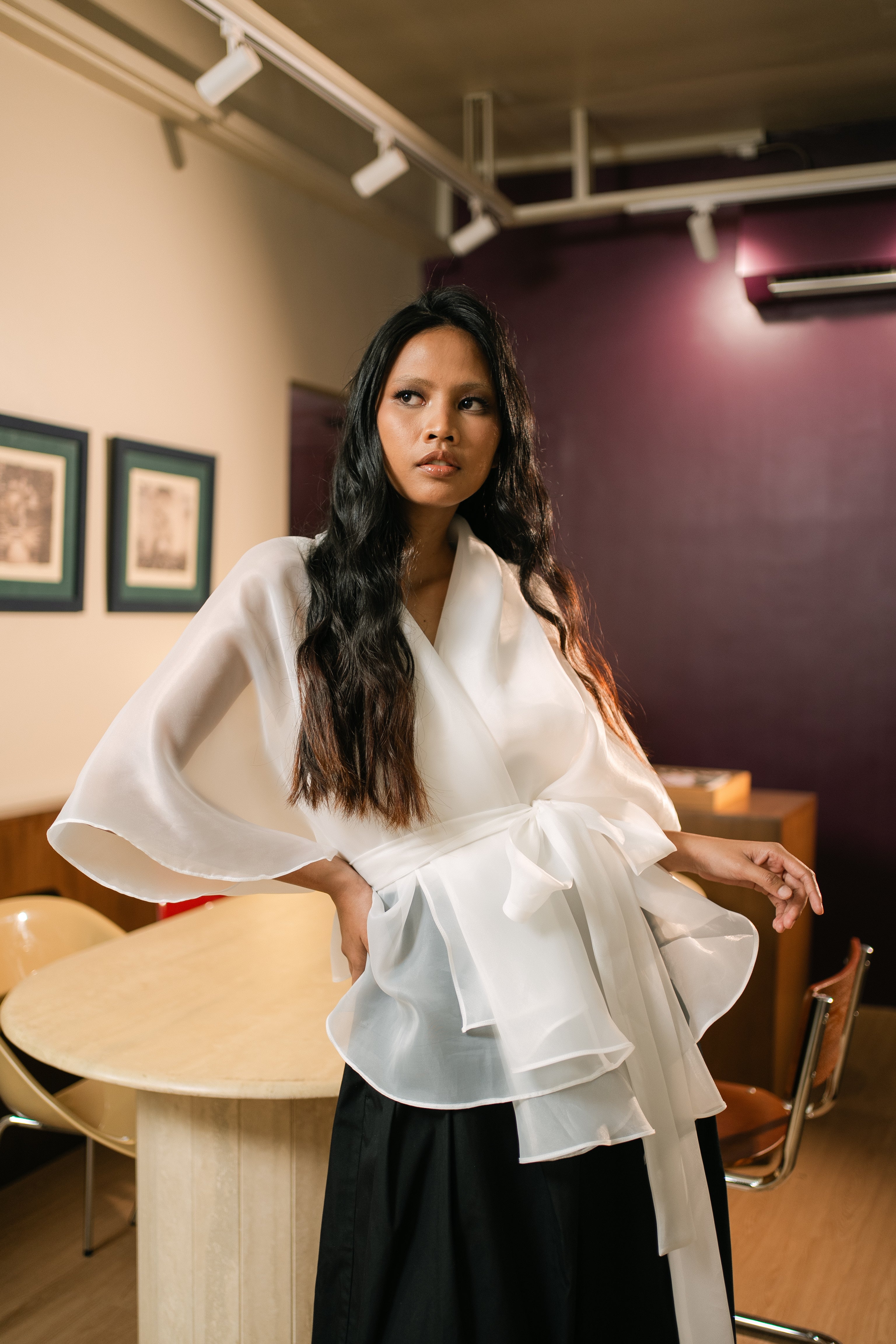 Organza Wrap-Around Blouse