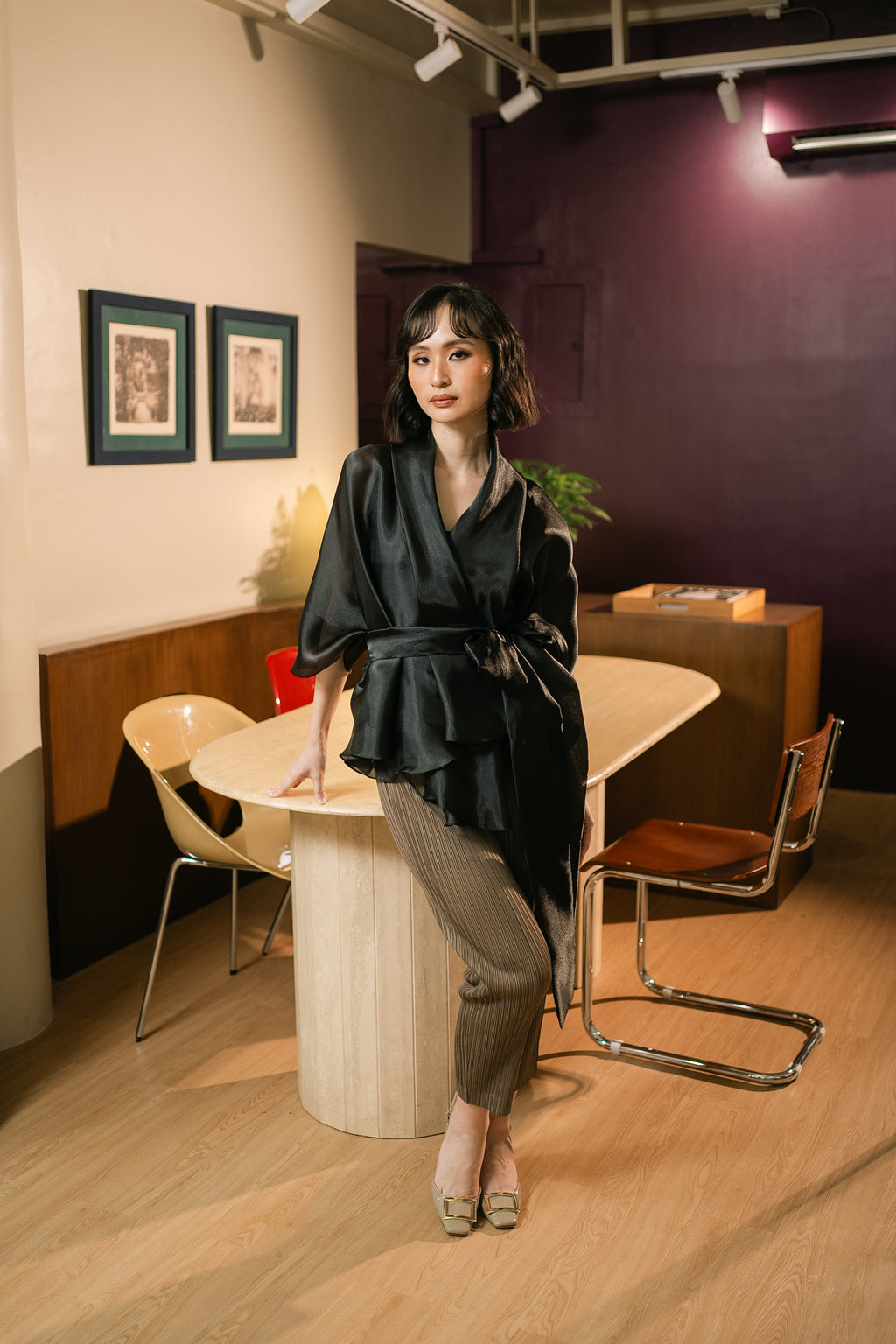 Organza Wrap-Around Blouse