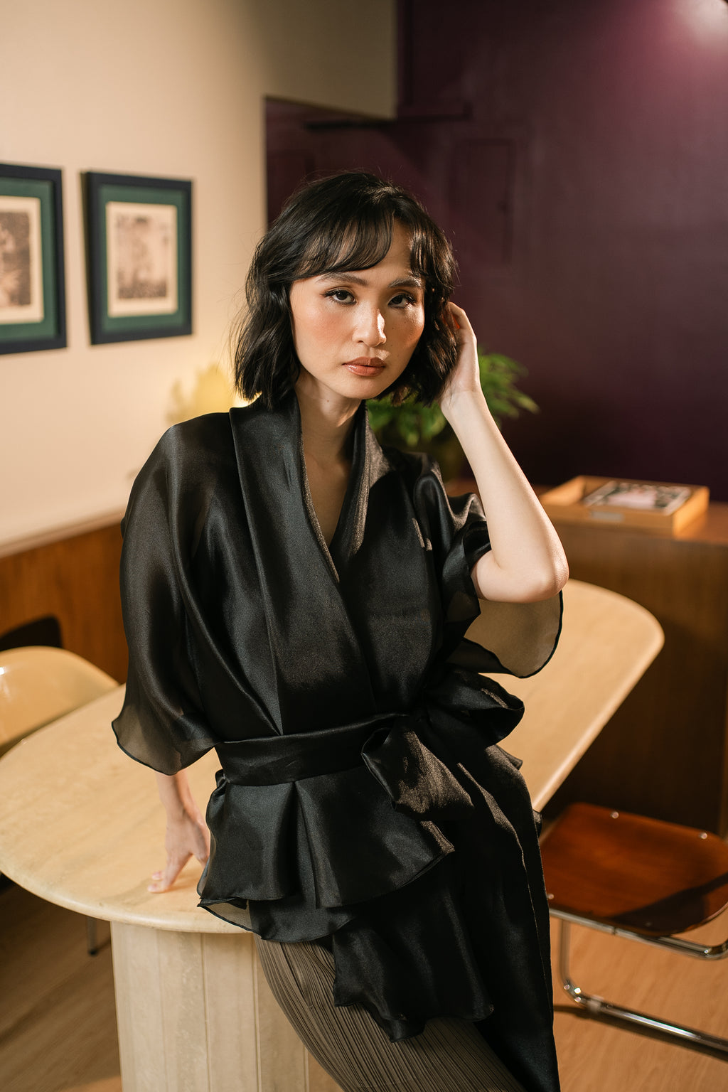 Organza Wrap-Around Blouse